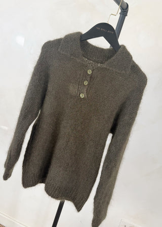 Logan mohair blend knit - Khaki-The Style Attic