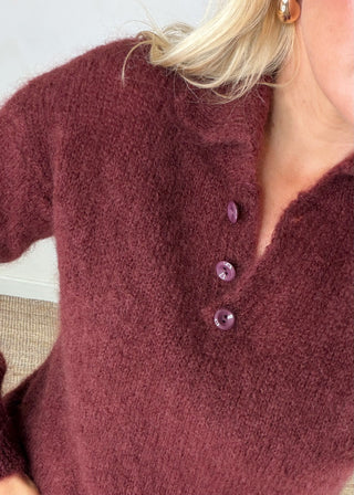 Logan mohair blend knit - Merlot-The Style Attic