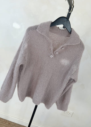 Logan mohair blend knit - Taupe-The Style Attic