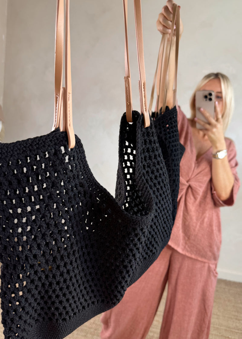 Lolly woven bag - black-The Style Attic