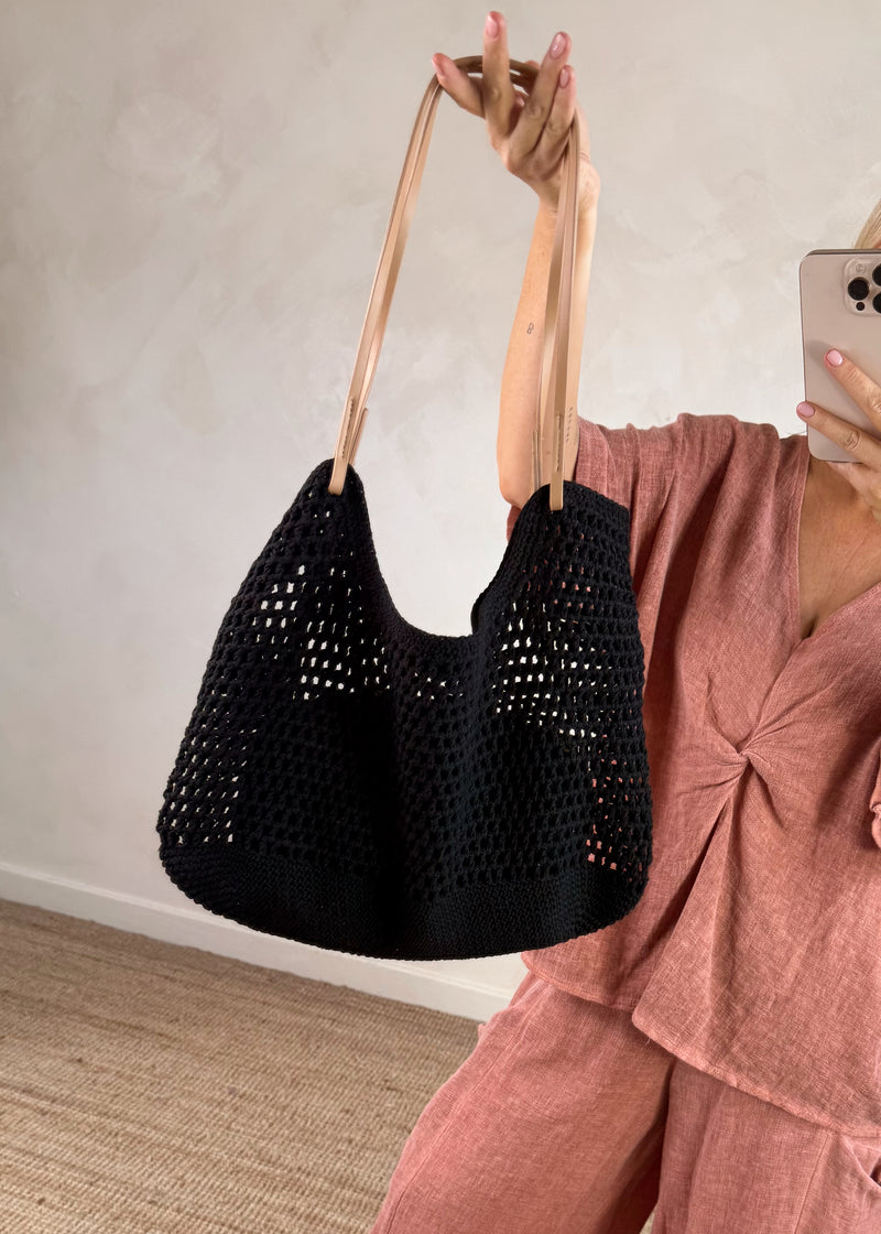 Lolly woven bag - black-The Style Attic