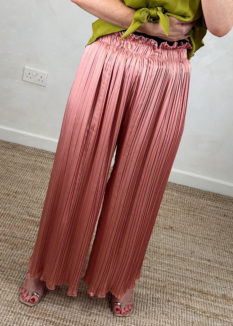 Lora Pleated palazzo - vintage rose-The Style Attic