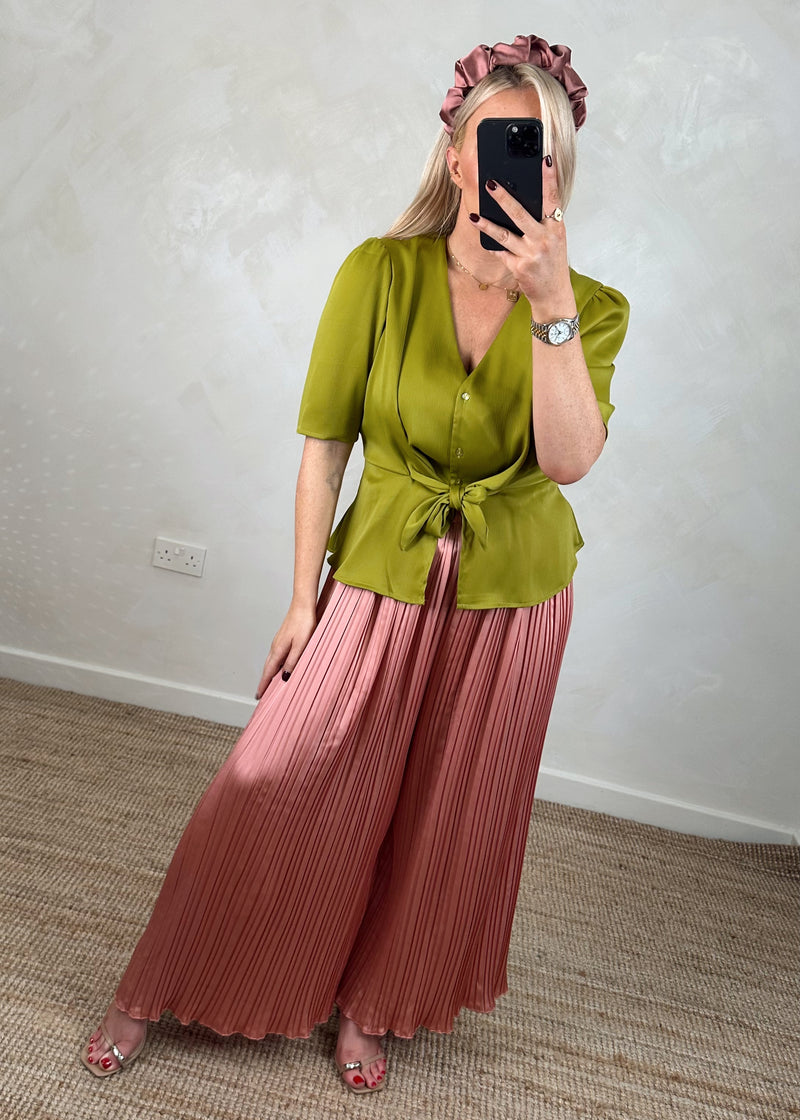 Lora Pleated palazzo - vintage rose-The Style Attic