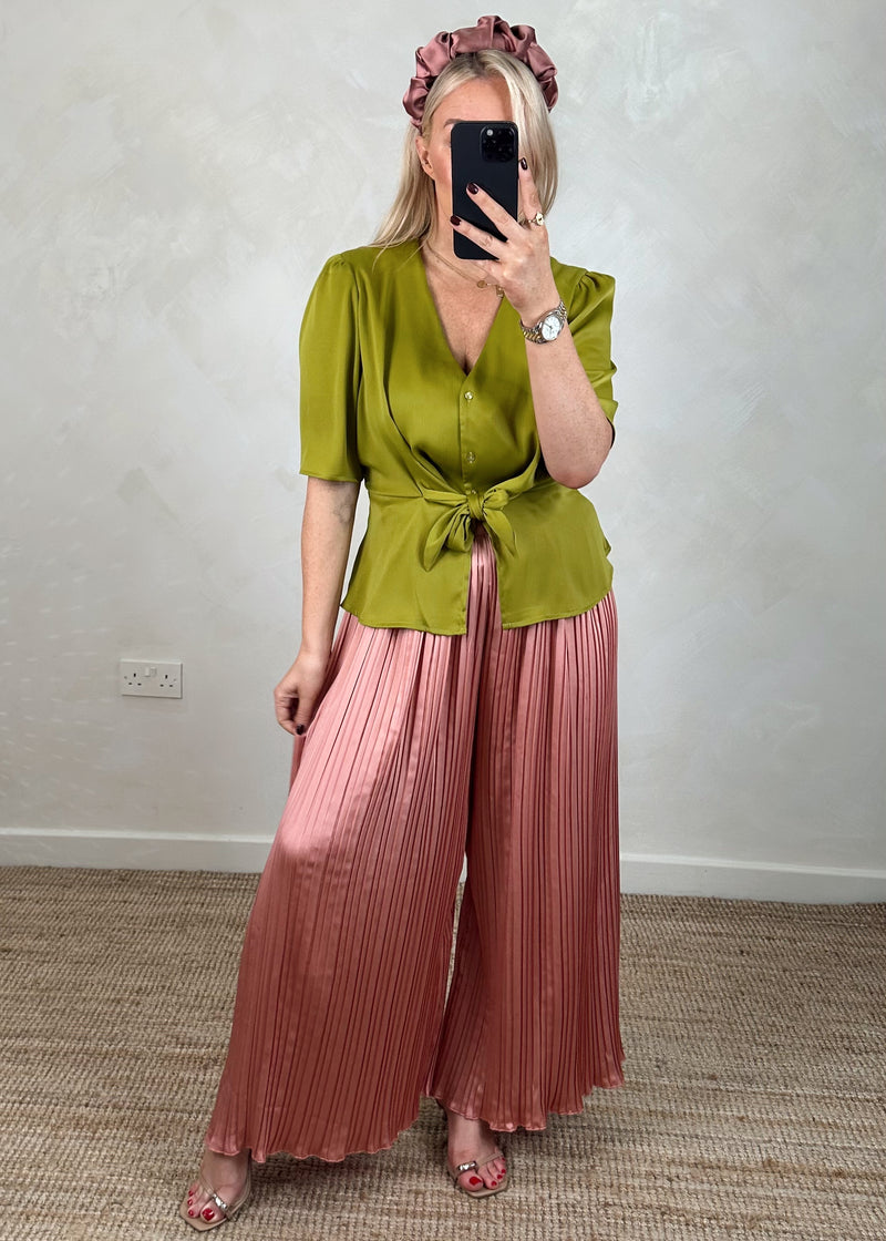Lora Pleated palazzo - vintage rose-The Style Attic