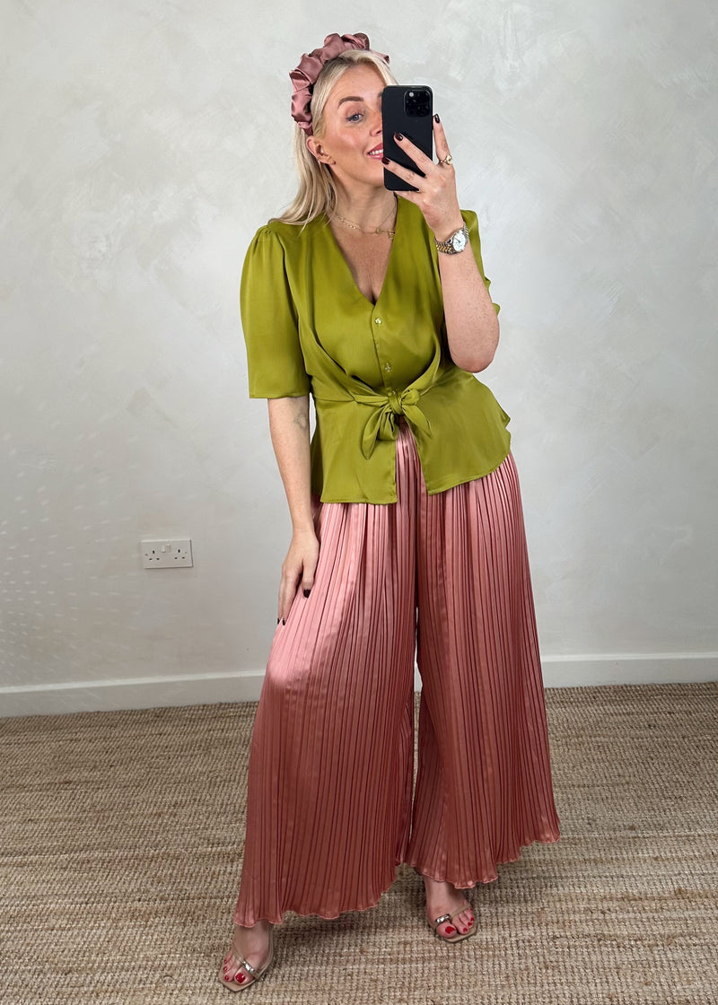 Lora Pleated palazzo - vintage rose-The Style Attic