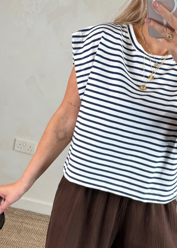 Lottie striped tee - navy-The Style Attic