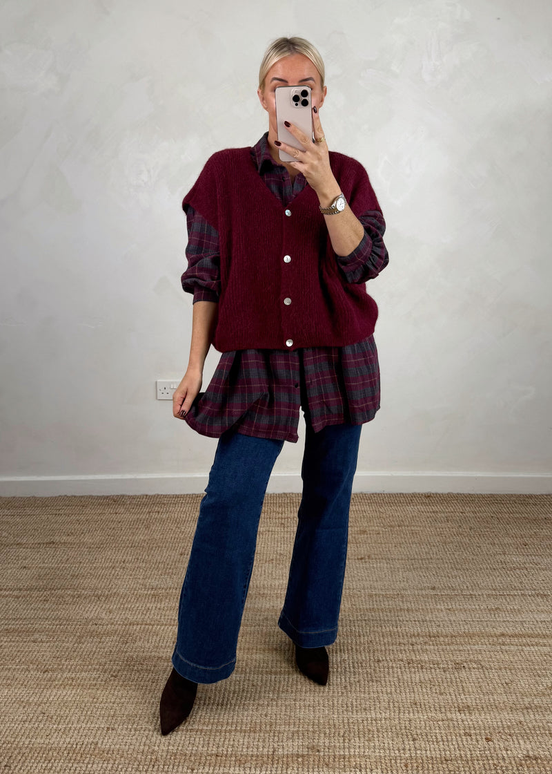 Louisa button knit - merlot-The Style Attic