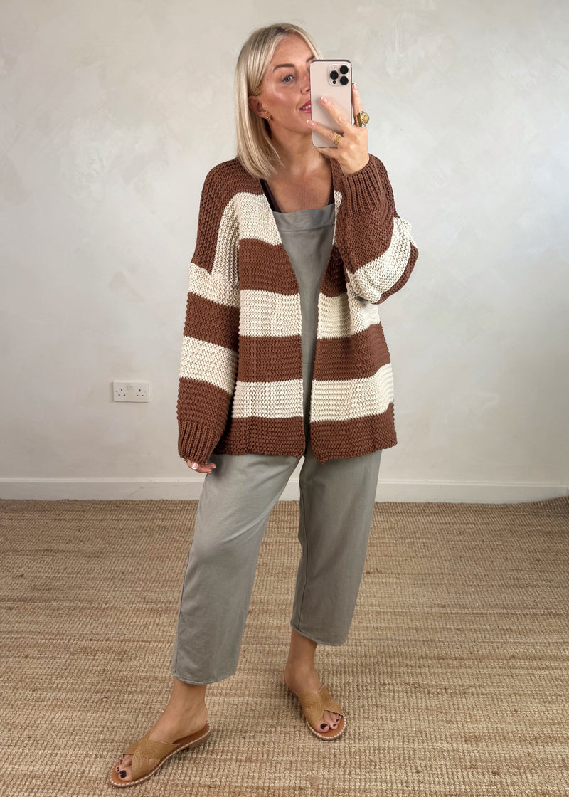 Luca Striped knit - chestnut/beige-The Style Attic