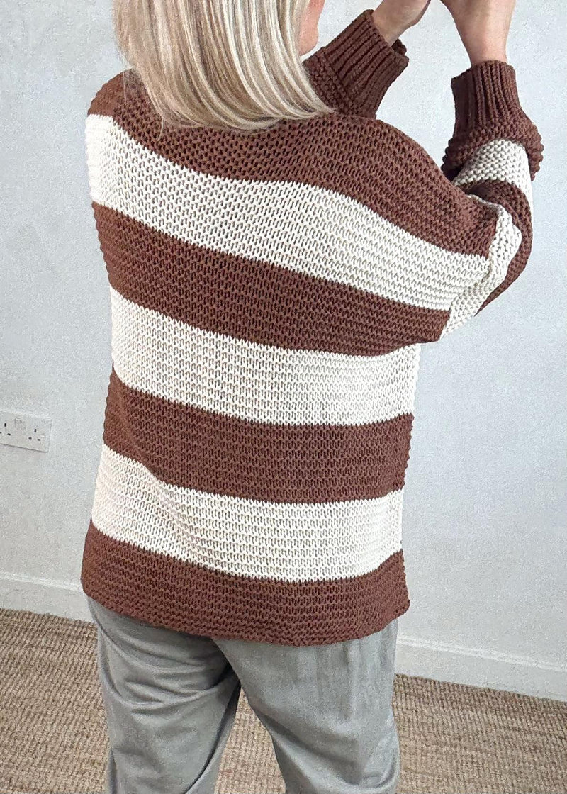 Luca Striped knit - chestnut/beige-The Style Attic