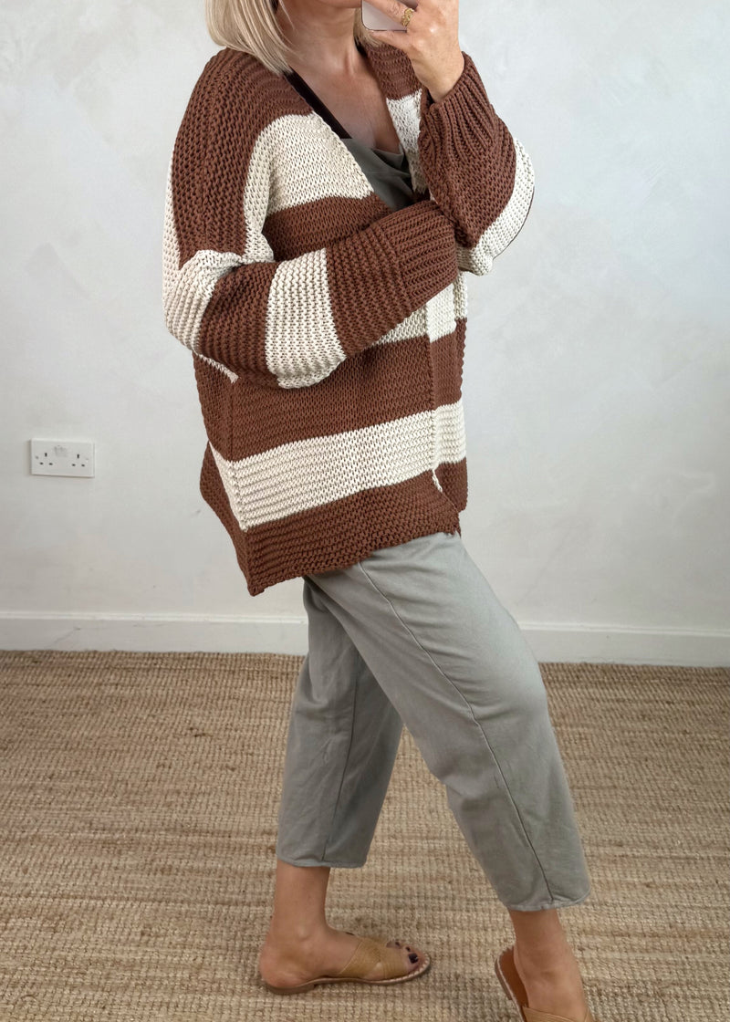 Luca Striped knit - chestnut/beige-The Style Attic