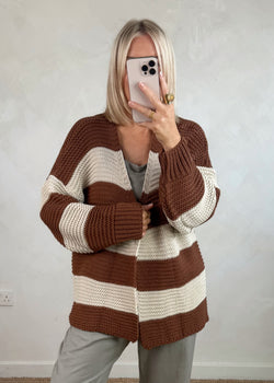 Luca Striped knit - chestnut/beige-The Style Attic