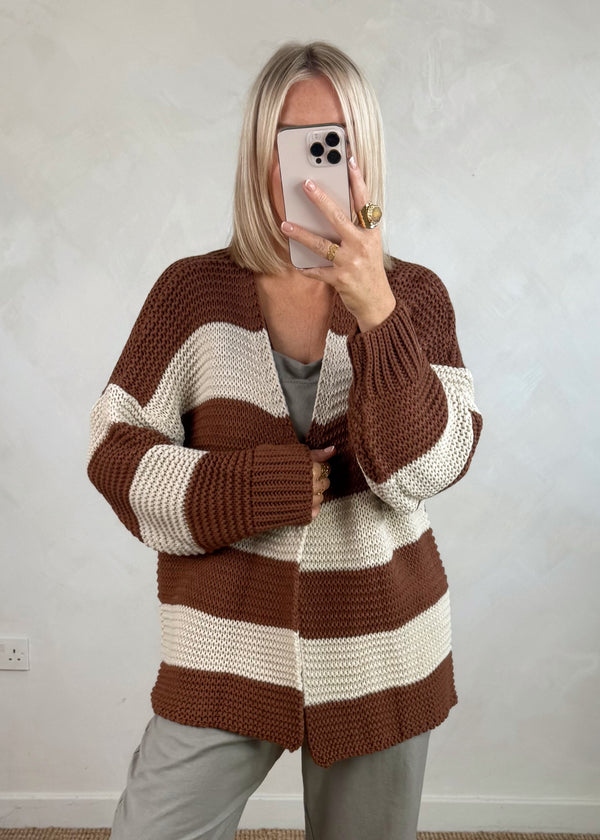 Luca Striped knit - chestnut/beige-The Style Attic