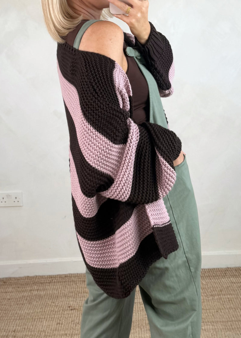 Luca Striped knit - chocolate/lilac-The Style Attic