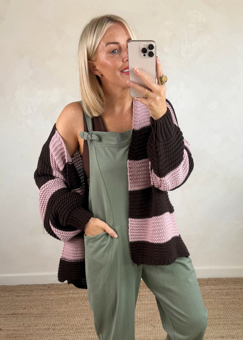 Luca Striped knit - chocolate/lilac-The Style Attic