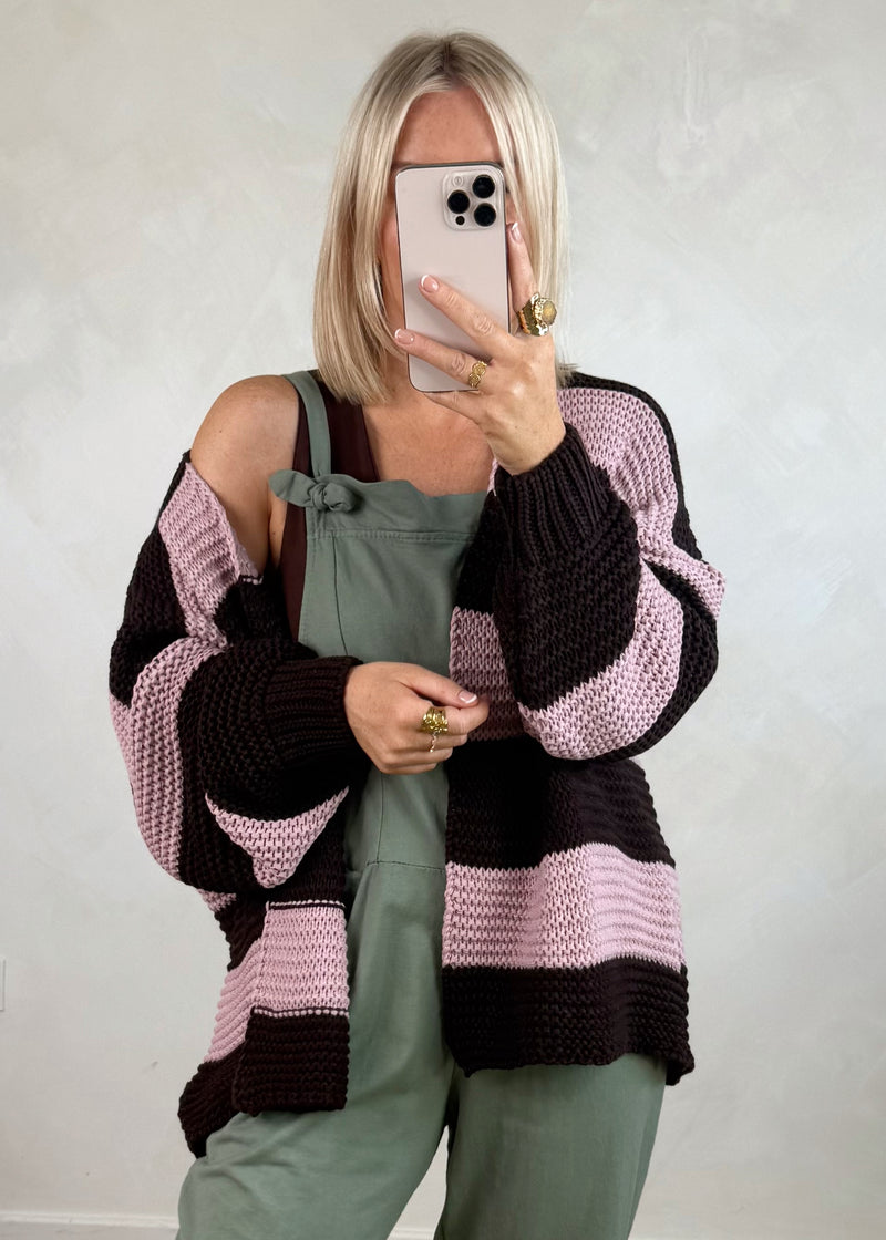 Luca Striped knit - chocolate/lilac-The Style Attic