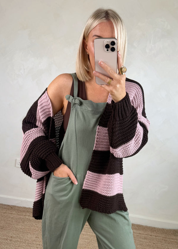 Luca Striped knit - chocolate/lilac-The Style Attic