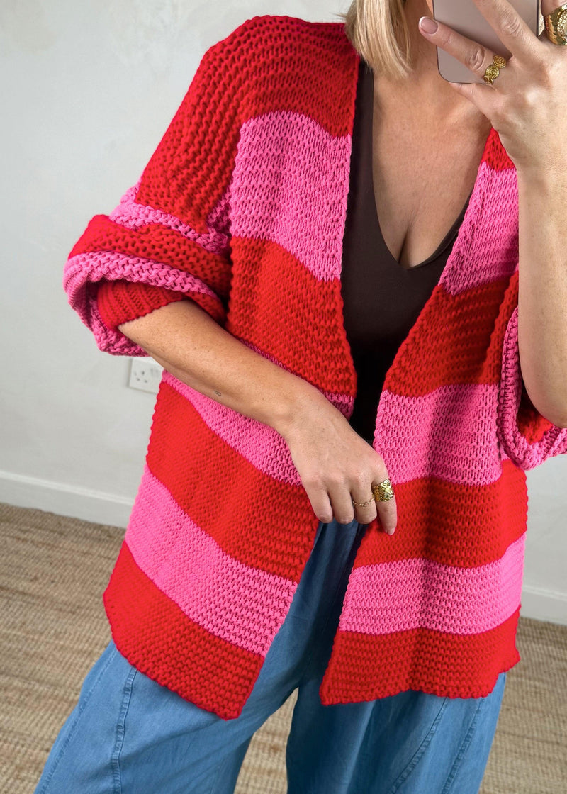 Luca Striped knit - red/pink-The Style Attic