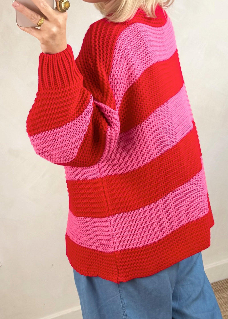 Luca Striped knit - red/pink-The Style Attic