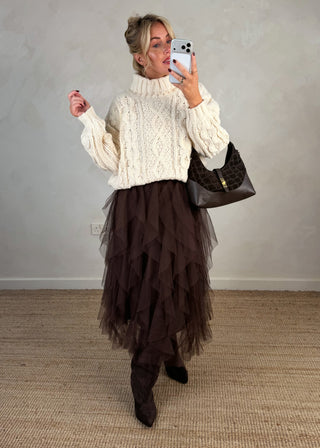 Lucia tulle skirt - Chocolate-The Style Attic