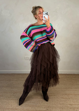 Lucia tulle skirt - Chocolate-The Style Attic