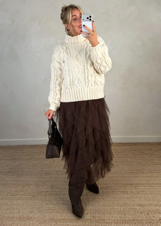 Lucia tulle skirt - Chocolate-The Style Attic