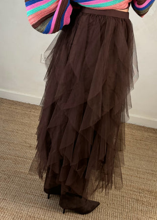 Lucia tulle skirt - Chocolate-The Style Attic
