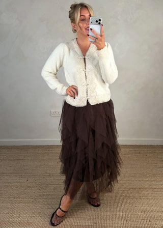 Lucia tulle skirt - Chocolate-The Style Attic