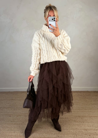 Lucia tulle skirt - Chocolate-The Style Attic