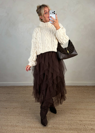 Lucia tulle skirt - Chocolate-The Style Attic