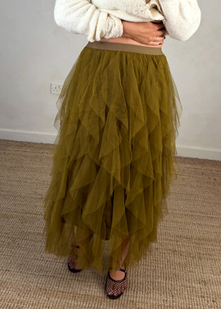 Lucia tulle skirt - Olive-The Style Attic