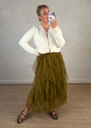 Lucia tulle skirt - Olive-The Style Attic