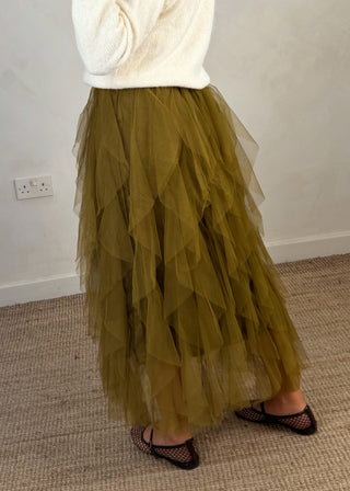 Lucia tulle skirt - Olive-The Style Attic