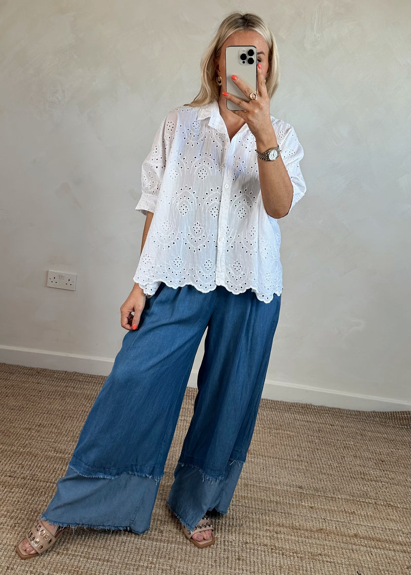 Layla broderie anglaise blouse - white-The Style Attic