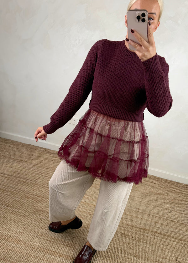 Lucy tulle knit - Damson-The Style Attic