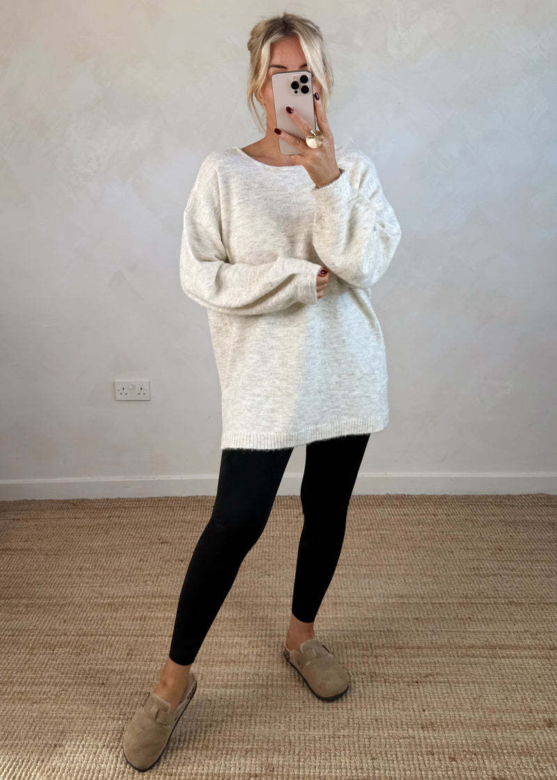 Lulu bow back knit - cream-The Style Attic