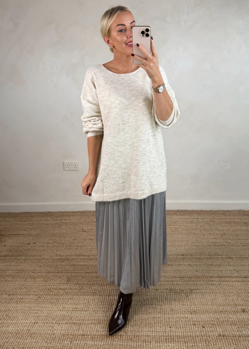 Lulu bow back knit - cream-The Style Attic