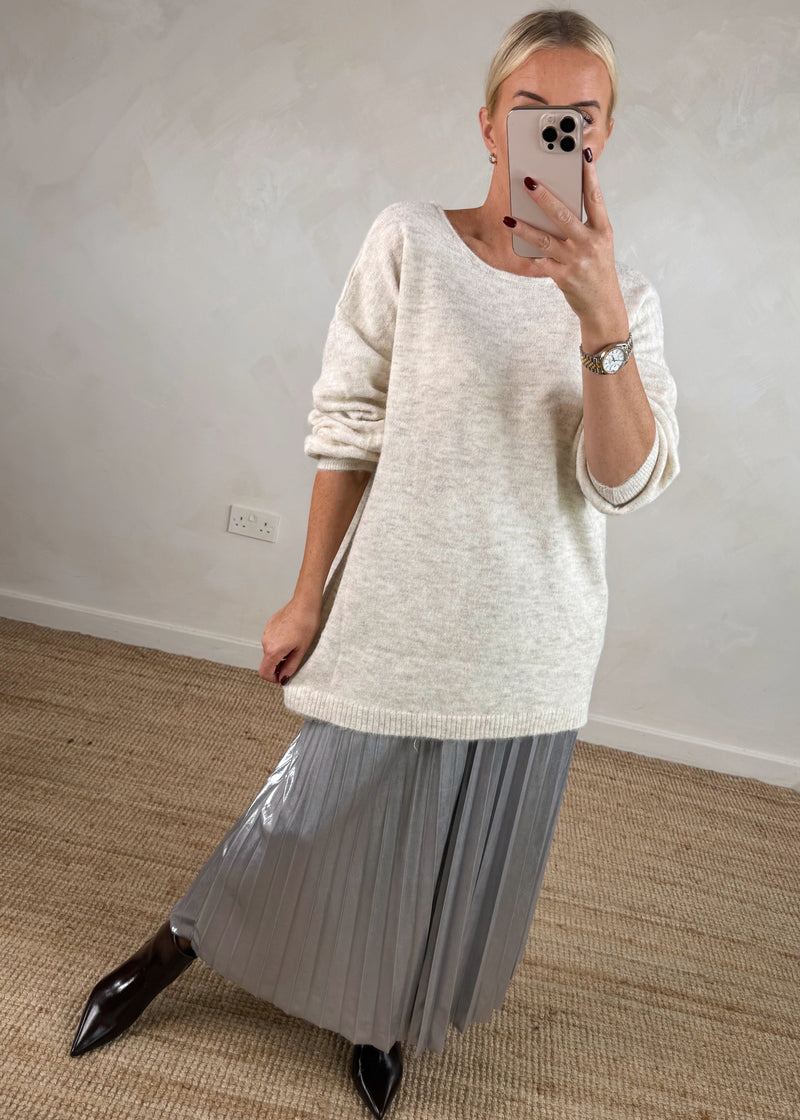 Lulu bow back knit - cream-The Style Attic