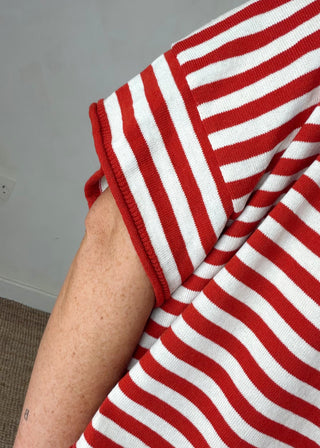 Mabel striped knitted tee - rust-The Style Attic