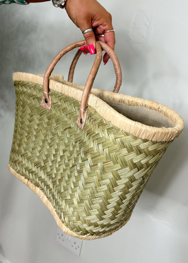 Madagascar basket bag - olive-The Style Attic