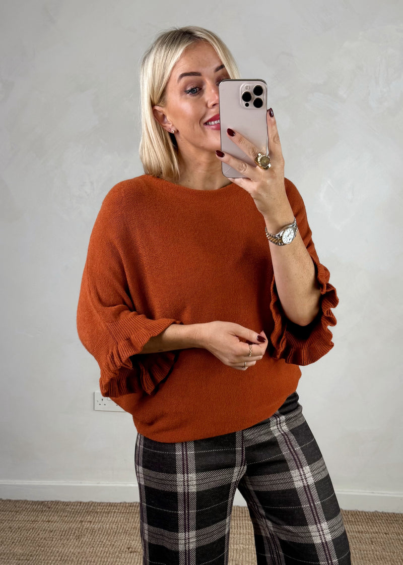 Maddie frill knit - rust-The Style Attic