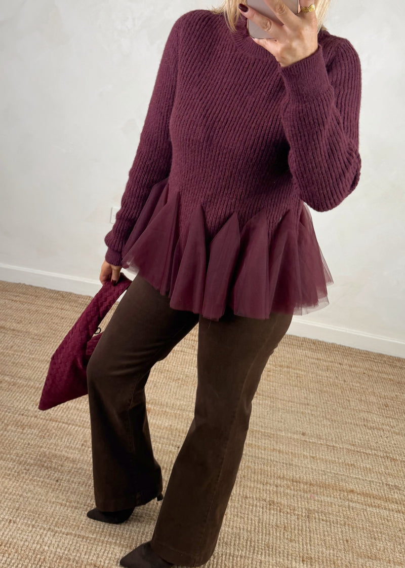 Madeline peplum knit - damson-The Style Attic