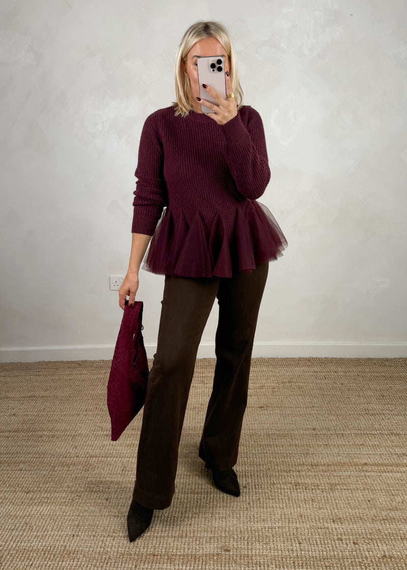 Madeline peplum knit - damson-The Style Attic
