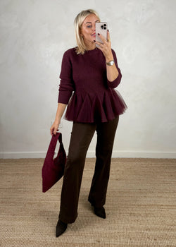 Madeline peplum knit - damson-The Style Attic