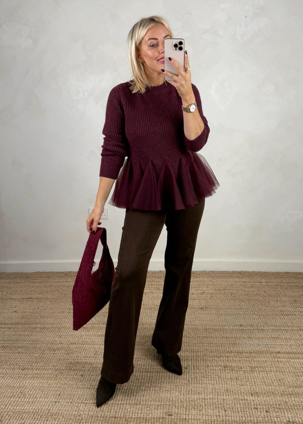 Madeline peplum knit - damson-The Style Attic