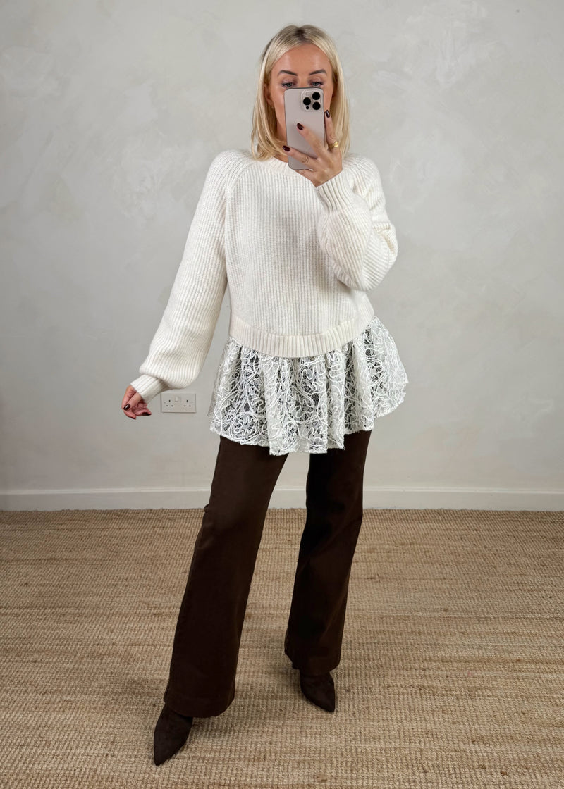 Malmo lace knit - cream-The Style Attic