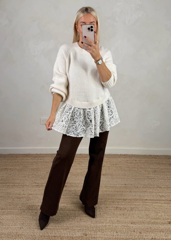 Malmo lace knit - cream-The Style Attic