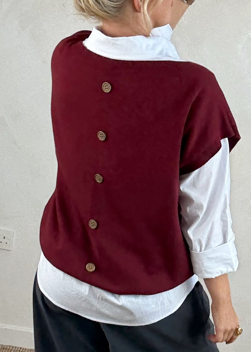 Mandy 2in1 shirt knit - Merlot-The Style Attic