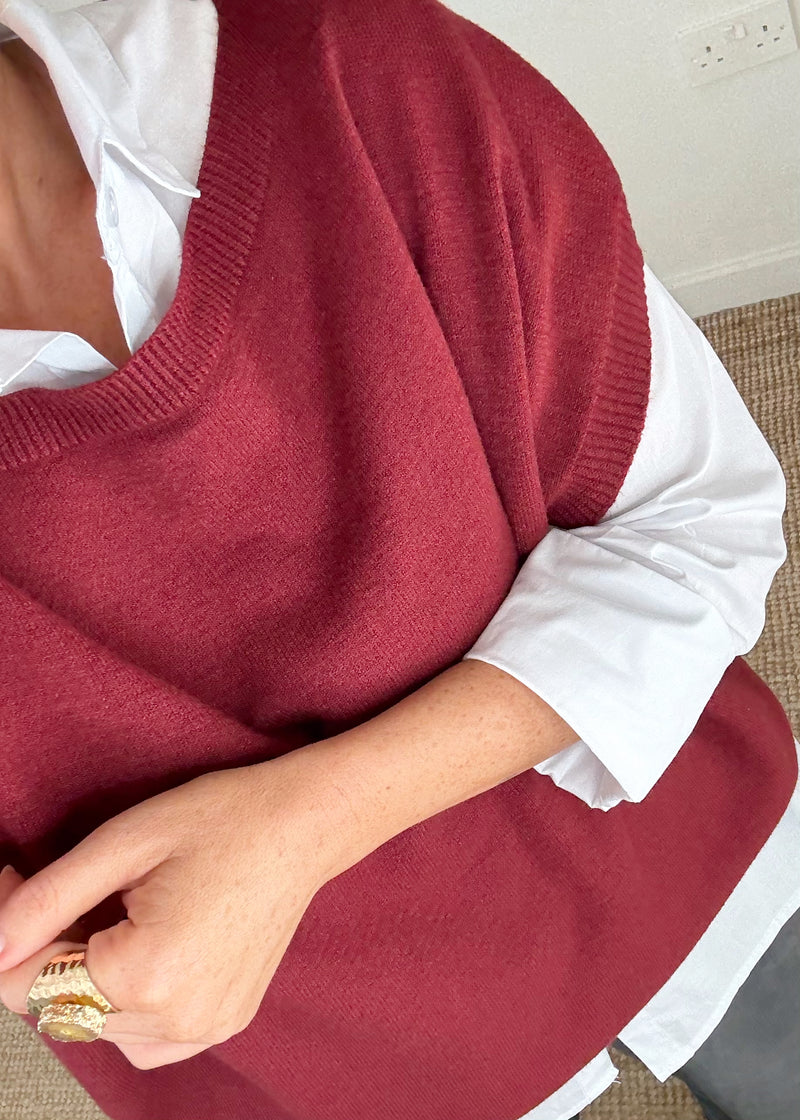 Mandy 2in1 shirt knit - Merlot-The Style Attic