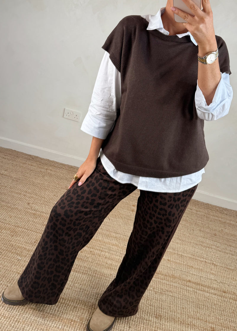 Mandy 2in1 shirt knit - chocolate-The Style Attic
