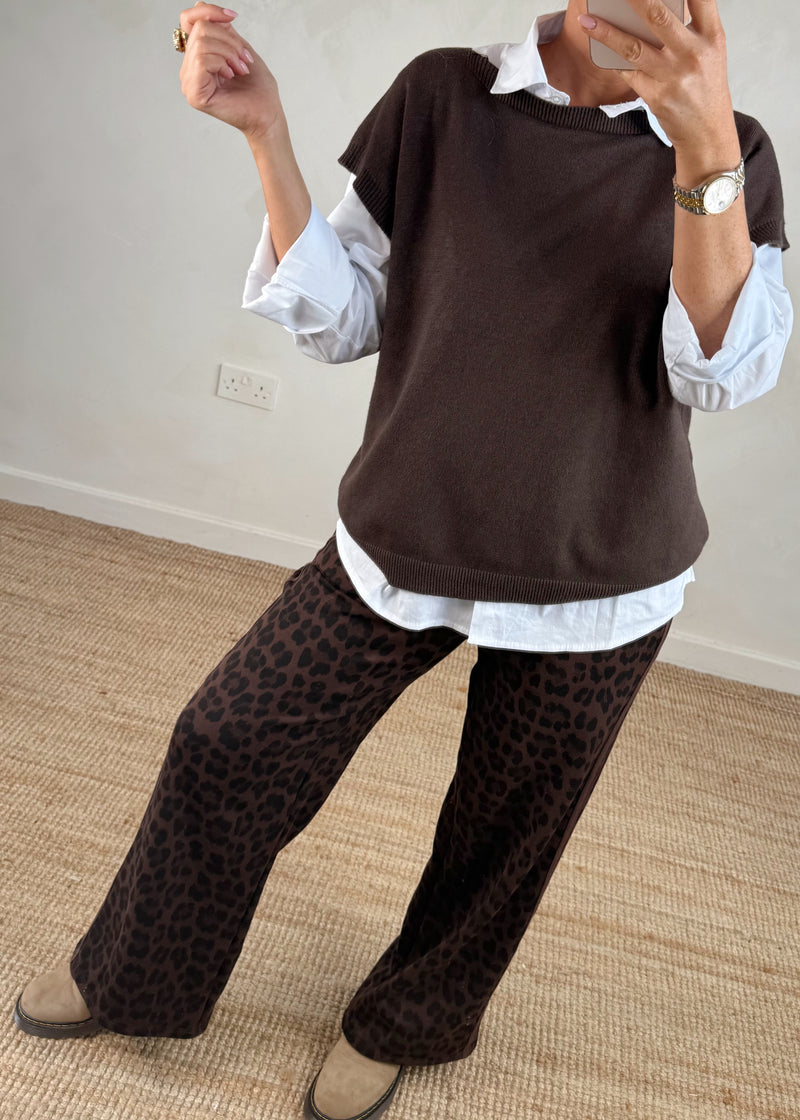 Mandy 2in1 shirt knit - chocolate-The Style Attic